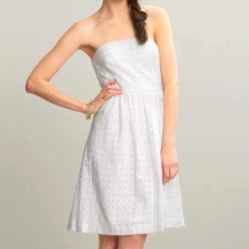 Gap strapless white eyelet mini dress, size 0